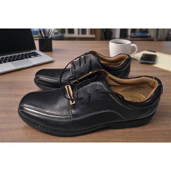 Dockers Men's 13M Black Leather Comfort Motion Lace-Up Dress Shoes - Picture 2 of 8